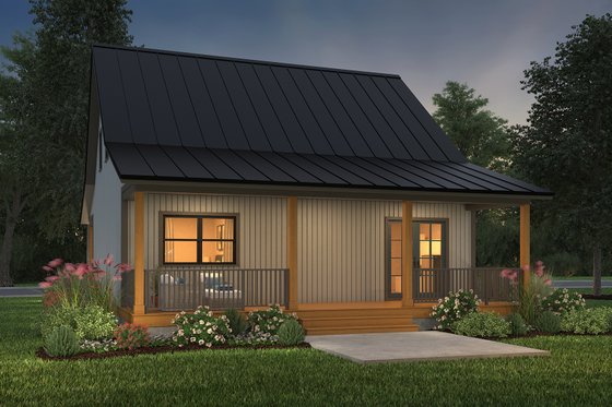 Exterior - Rear Elevation 1 for Cottage House Plan #497-13 - 2 bed, 2 bath