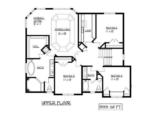 House Plan Design - European Floor Plan - Upper Floor Plan #320-502