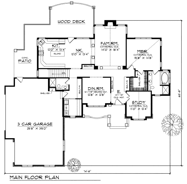 Architectural House Design - Traditional Floor Plan - Main Floor Plan #70-206