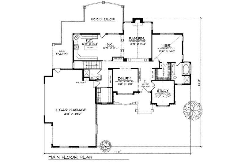 Dream House Plan - Floor Plan - Main Floor for Traditional House Plan #70-206 - 4 bed, 2.5 bath