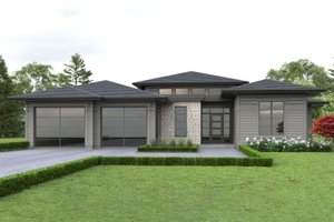 House Blueprint - Prairie Exterior - Front Elevation Plan #1114-76