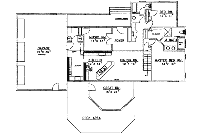 Architectural House Design - Floor Plan - Main Floor for Traditional House Plan #117-274 - 4 bed, 3 bath