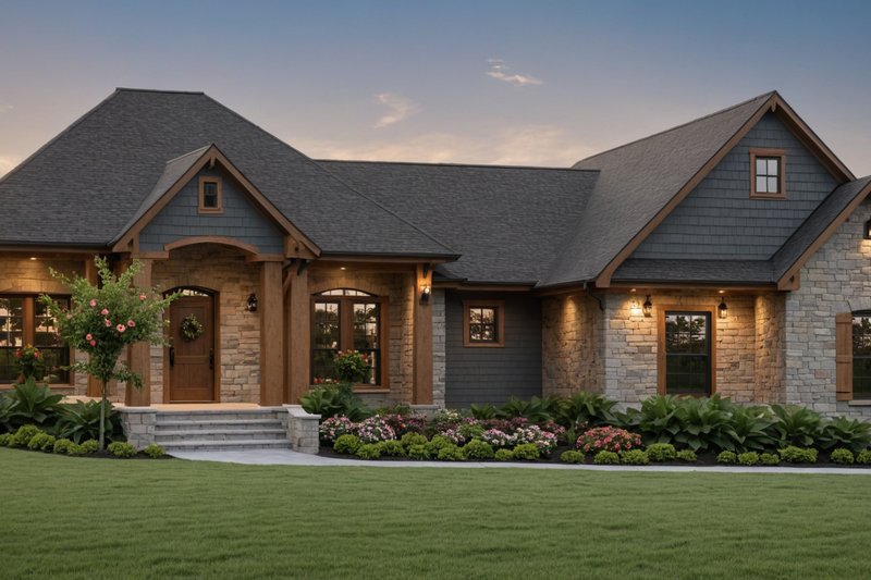 House Blueprint - Farmhouse Exterior - Front Elevation Plan #21-528