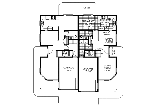 Floor Plan - Main Floor for Traditional House Plan #18-239 - 3 bed, 2.5 bath
