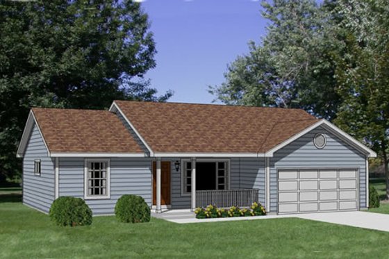 Exterior - Front Elevation for Ranch House Plan #116-231 - 3 bed, 2 bath