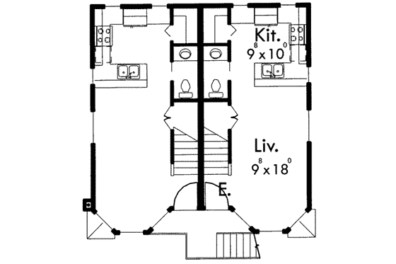 Floor Plan - Main Floor for Modern House Plan #303-365 - 1 bed, 3 bath