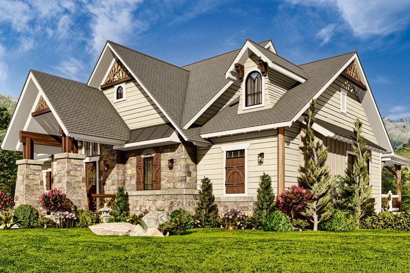 Dream House Plan - Exterior - Front Elevation 5 for Ranch House Plan #54-590 - 2 bed, 2.5 bath