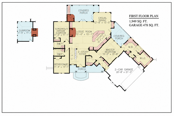 Home Plan - Floor Plan - Main Floor for Craftsman House Plan #54-709 - 3 bed, 3 bath