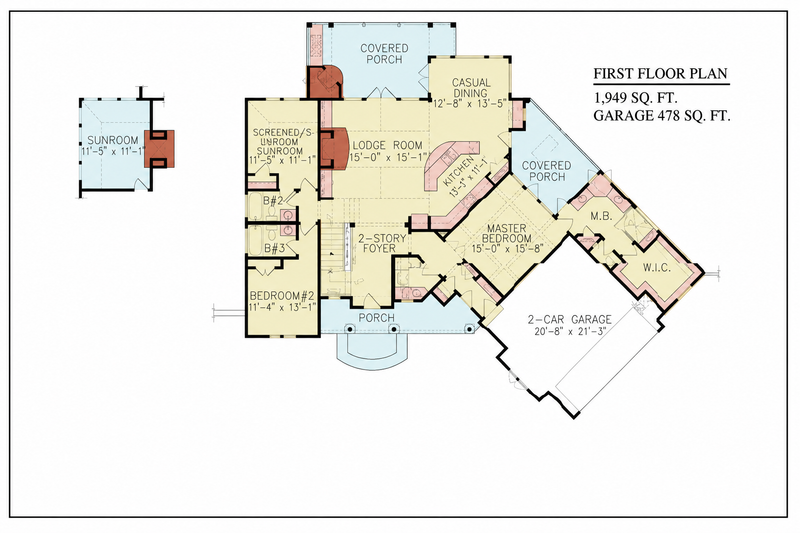 Home Plan - Floor Plan - Main Floor for Craftsman House Plan #54-709 - 3 bed, 3 bath