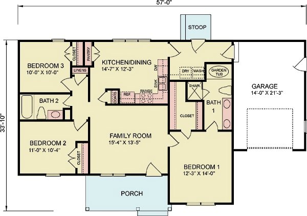 House Blueprint - Traditional Floor Plan - Main Floor Plan #54-620