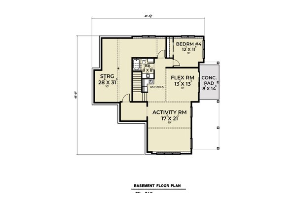 Architectural House Design - Traditional Floor Plan - Lower Floor Plan #1070-178