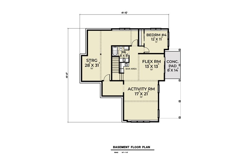 Home Plan - Floor Plan - Lower Floor for Traditional House Plan #1070-178 - 4 bed, 4.5 bath