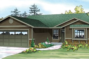 Ranch Exterior - Front Elevation Plan #124-888