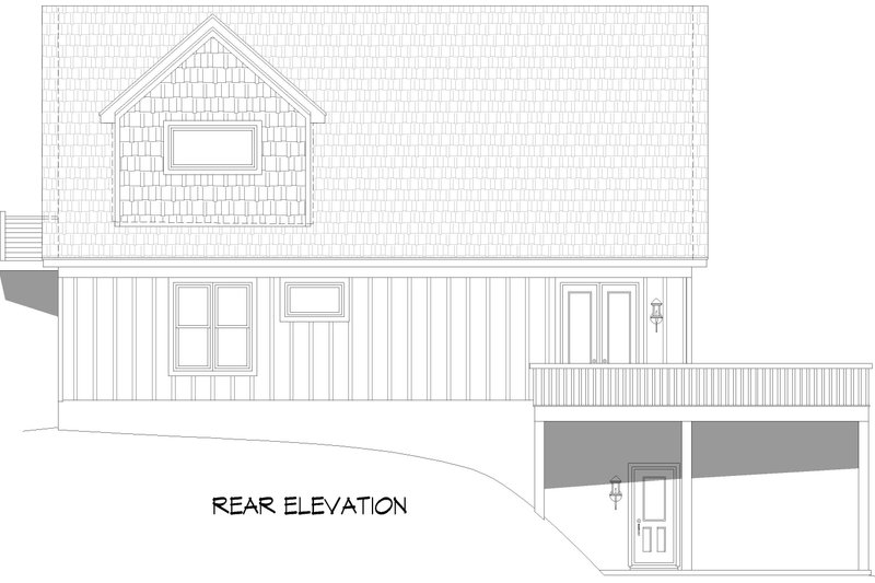 Architectural House Design - Exterior - Rear Elevation for Country House Plan #932-995 - 3 bed, 2 bath