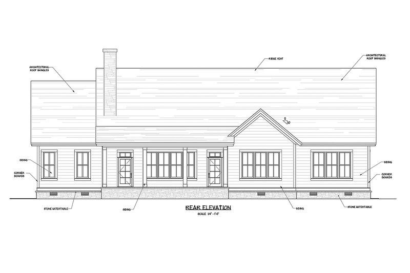 Home Plan - Exterior - Rear Elevation 1 for Craftsman House Plan #1071-22 - 3 bed, 2.5 bath