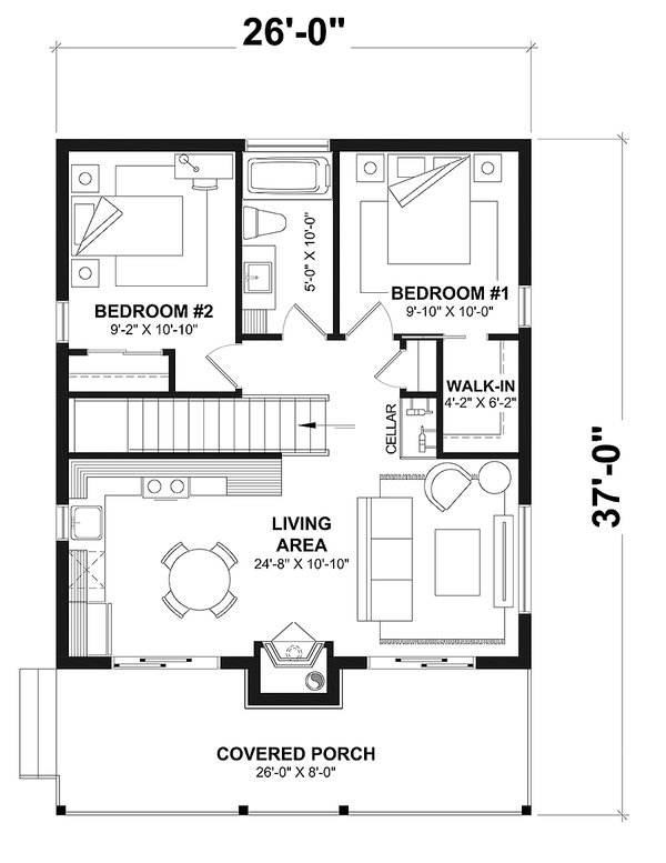 Bungalow Floor Plan - Main Floor Plan #23-2826