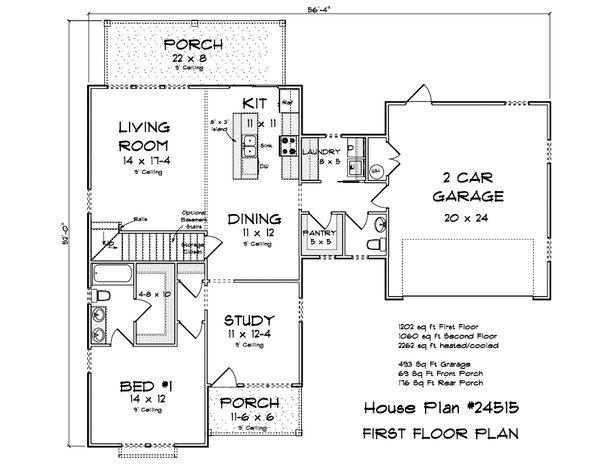 Farmhouse Floor Plan - Main Floor Plan #513-2308