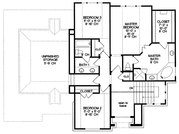 House Plan Design - European Floor Plan - Upper Floor Plan #20-685
