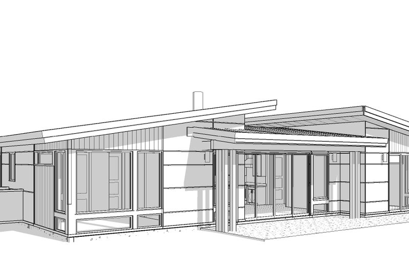 House Blueprint - Exterior - Rear Elevation 1 for Modern House Plan #895-157 - 2 bed, 2 bath