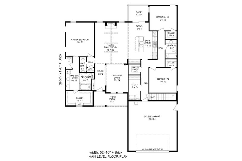 Architectural House Design - Floor Plan - Main Floor for Cottage House Plan #932-325 - 3 bed, 2.5 bath