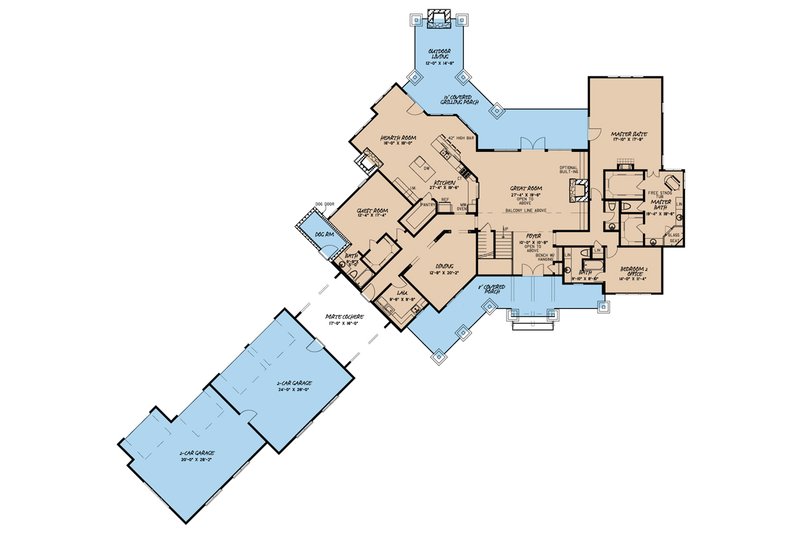 Architectural House Design - Floor Plan - Main Floor for Country House Plan #923-39 - 5 bed, 5.5 bath