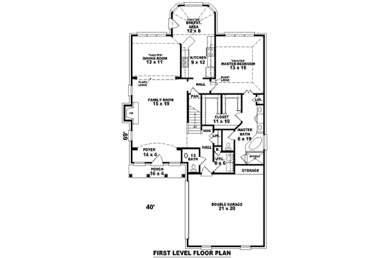 Floor Plan - Main Floor for European House Plan #81-777 - 3 bed, 2.5 bath