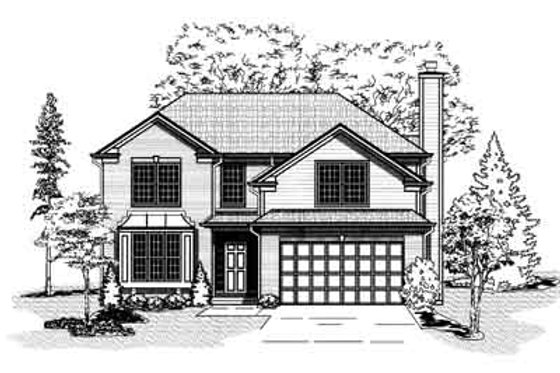 Exterior - Front Elevation for Traditional House Plan #9-105 - 4 bed, 3.5 bath