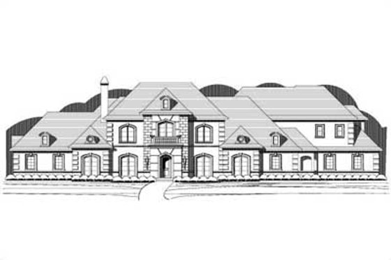Exterior - Front Elevation for European House Plan #411-185 - 4 bed, 5 bath