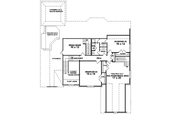 Floor Plan - Upper Floor for European House Plan #81-641 - 3 bed, 3.5 bath