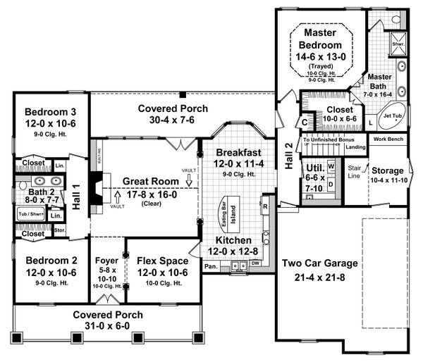 House Blueprint - Farmhouse Floor Plan - Main Floor Plan #21-512