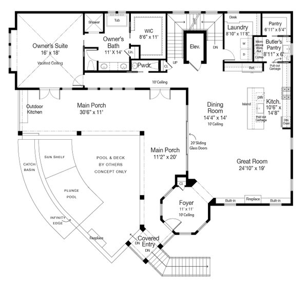 Craftsman Floor Plan - Main Floor Plan #938-157