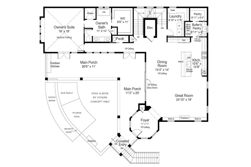 Home Plan - Floor Plan - Main Floor for Craftsman House Plan #938-157 - 3 bed, 3.5 bath