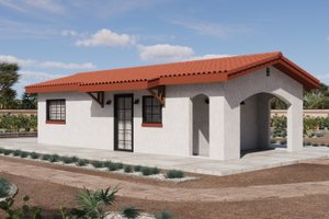 Adobe / Southwestern Exterior - Front Elevation Plan #1106-148