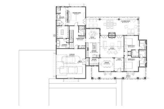 Floor Plan - Main Floor for Farmhouse House Plan #1069-2 - 3 bed, 4 bath