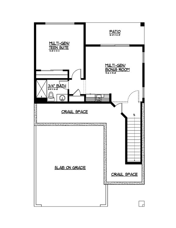 Architectural House Design - Farmhouse Floor Plan - Lower Floor Plan #569-95