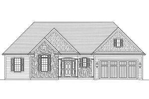 Exterior - Front Elevation 3 for Ranch House Plan #46-872 - 3 bed, 2.5 bath