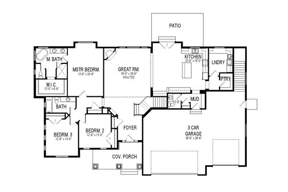 Floor Plan - Main Floor for Craftsman House Plan #920-22 - 6 bed, 3.5 bath