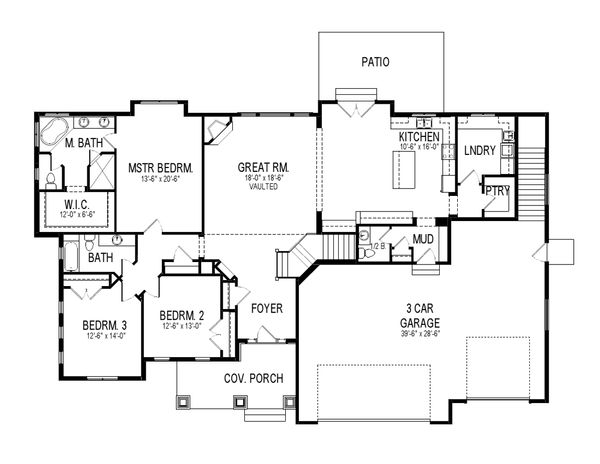 Craftsman Floor Plan - Main Floor Plan #920-22