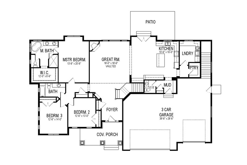 Home Plan - Floor Plan - Main Floor for Craftsman House Plan #920-22 - 6 bed, 3.5 bath