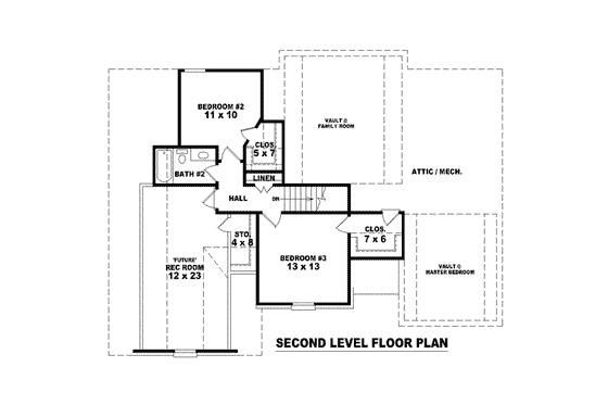 Floor Plan - Upper Floor for European House Plan #81-1435 - 3 bed, 2.5 bath