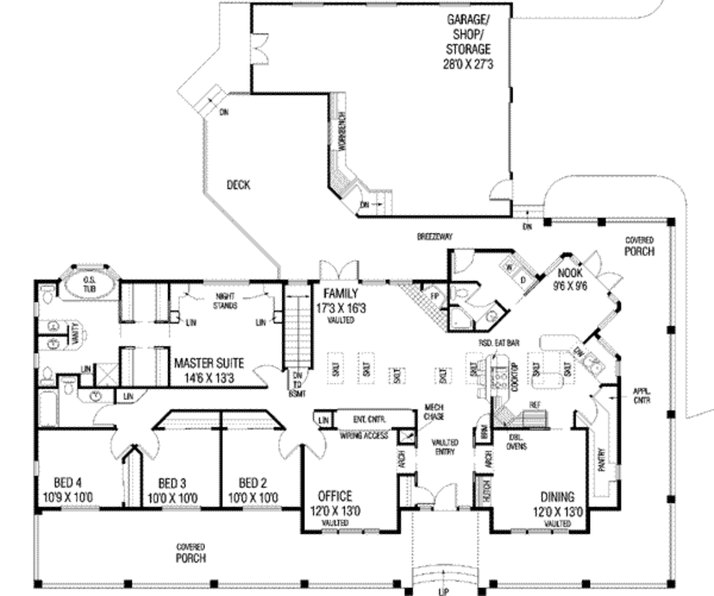 Ranch Style House Plan 4 Beds 3 Baths 2415 Sq Ft Plan 60 292