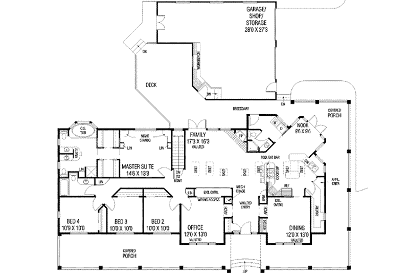 House Plan Design - Floor Plan - Main Floor for Ranch House Plan #60-292 - 4 bed, 3 bath