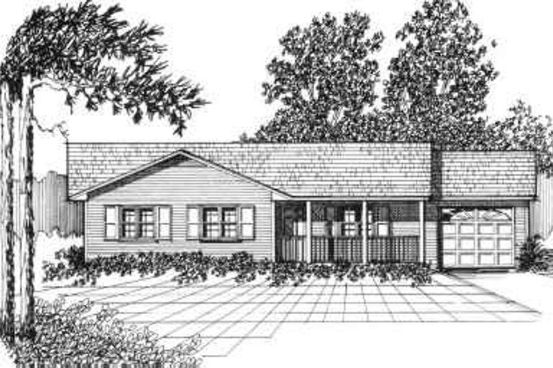 Ranch Style House Plan - 3 Beds 1.5 Baths 1055 Sq/Ft Plan #30-106