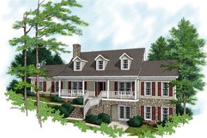 Southern Exterior - Front Elevation Plan #56-183