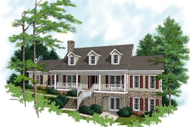 House Blueprint - Southern Exterior - Front Elevation Plan #56-183