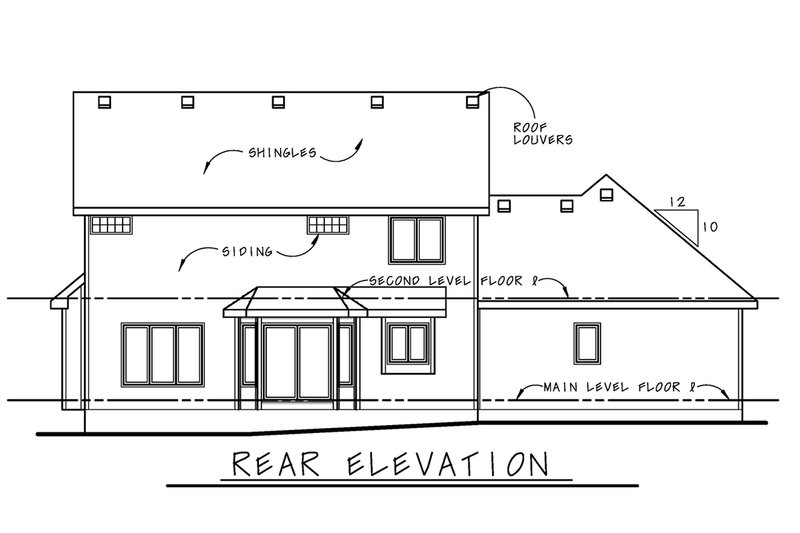 Home Plan - Exterior - Rear Elevation for Craftsman House Plan #20-2416 - 3 bed, 2.5 bath