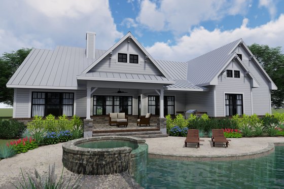 Exterior - Rear Elevation 1 for Farmhouse House Plan #120-256 - 3 bed, 2.5 bath