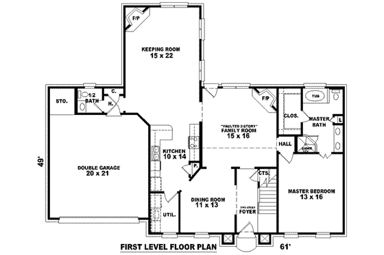 Floor Plan - Main Floor for European House Plan #81-818 - 4 bed, 2.5 bath