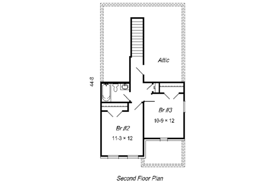 Floor Plan - Upper Floor for European House Plan #329-160 - 3 bed, 2 bath