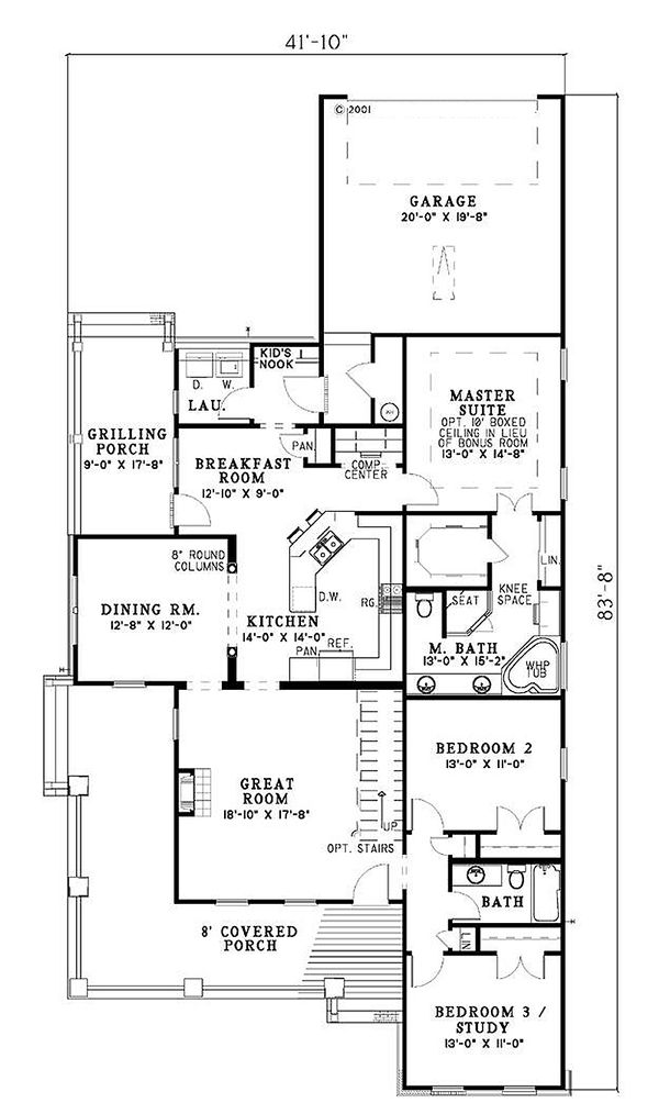 Architectural House Design - Traditional Floor Plan - Main Floor Plan #17-1158